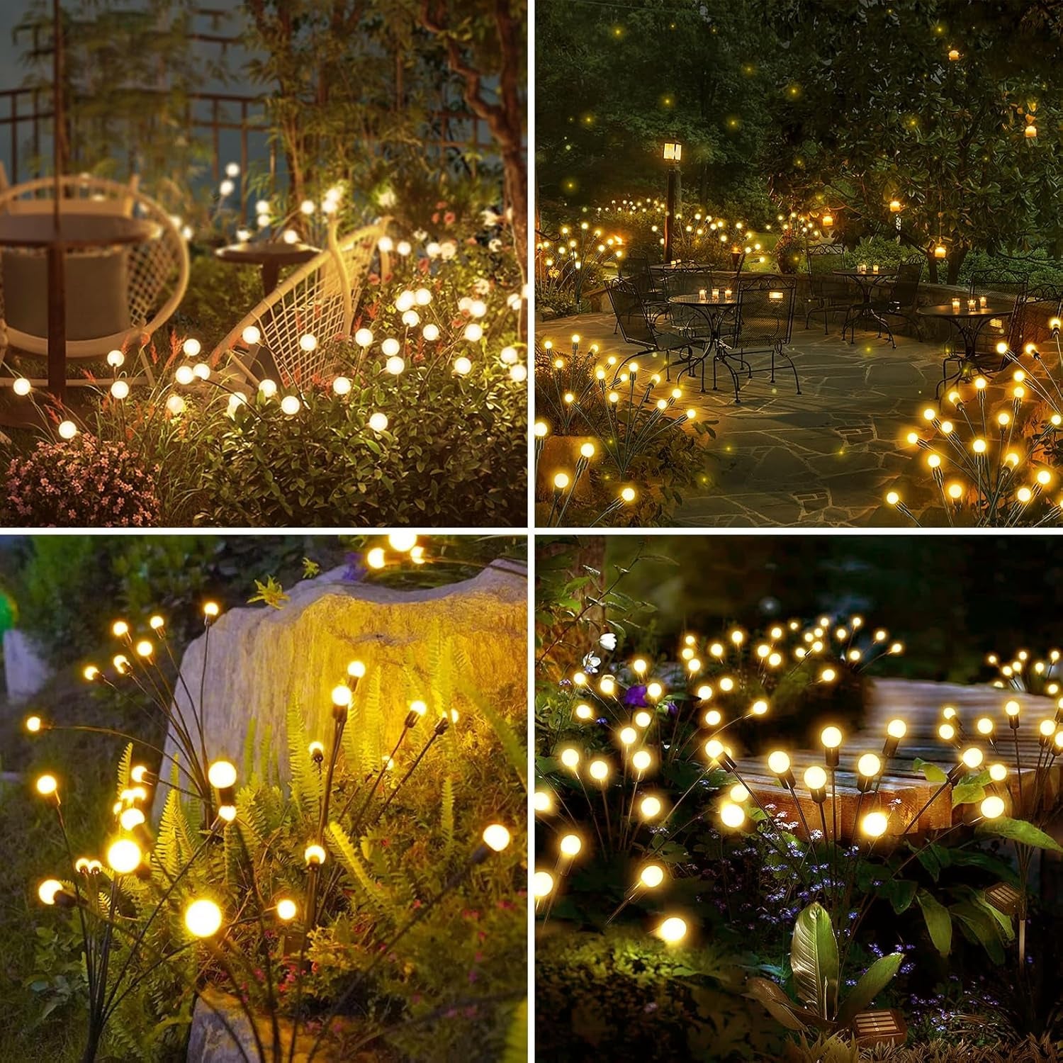 Solar-powered Warm White Garden Ball Light Set