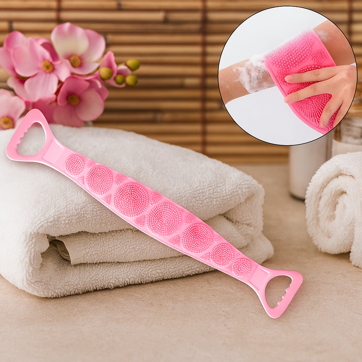 Premium Silicone Back Scrubber Belt  Body Exfoliating Bath Brush
